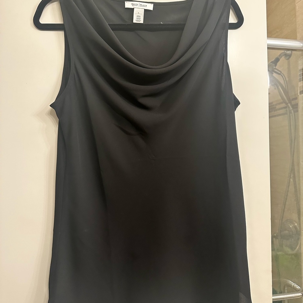 White House Black Market Elegant Black Cowl Neck Tank